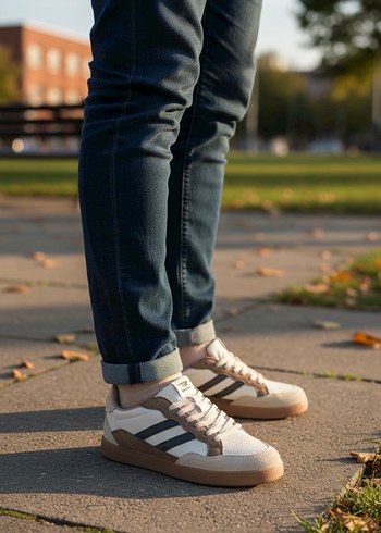 Erkek Kahverengi Çizgili Denim Spor Ayakkabı - Görsel 3