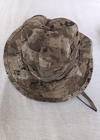 Düğmeli Kamuflaj Desenli Kadın Şapka - Görsel 5