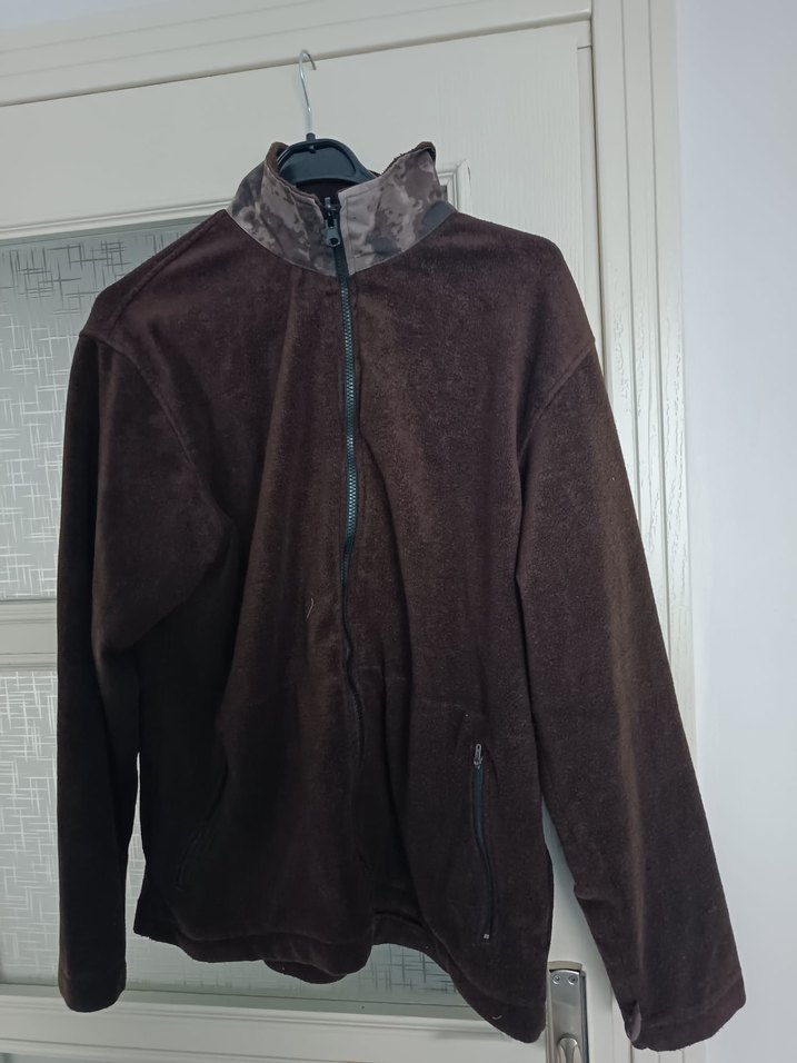 Erkek Kahverengi Fermuarlı Yumuşak Polar parka ikisi bir - Görsel 4