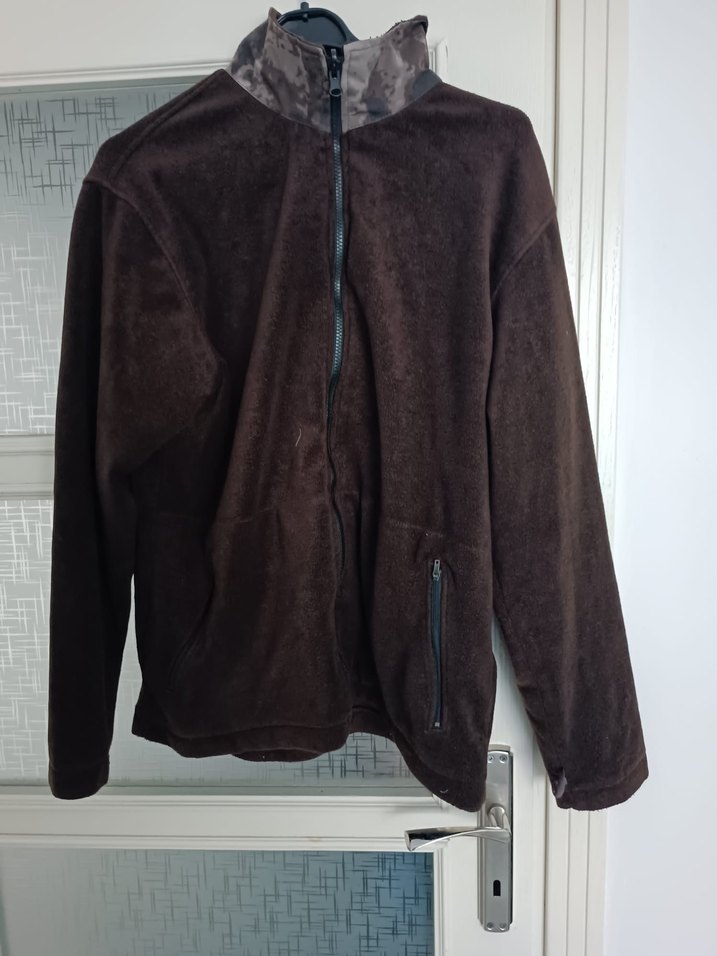 Erkek Kahverengi Fermuarlı Yumuşak Polar parka ikisi bir - Görsel 5