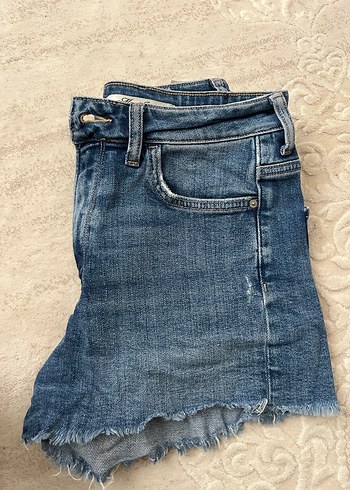 Kadın mavi kot şort - Görsel 3