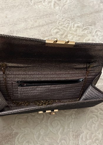 Gri Deri Yılan Desenli Kadın Portföy Çanta - Görsel 2