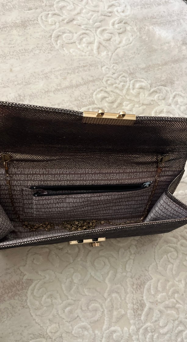 Gri Deri Yılan Desenli Kadın Portföy Çanta - Görsel 2