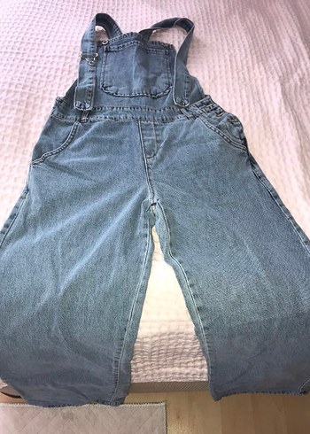 Kadın Mavi Denim Askılı Salopet - Görsel 2