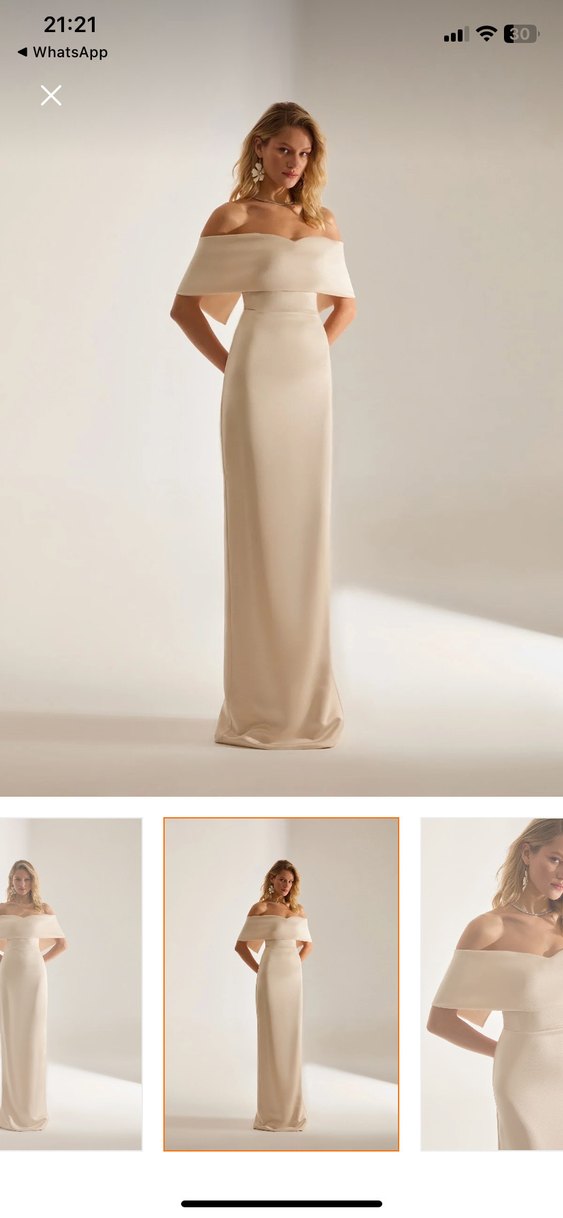 Bety sam Beyaz Drapeli Uzun Straplez Nişan Elbisesi - Görsel 2