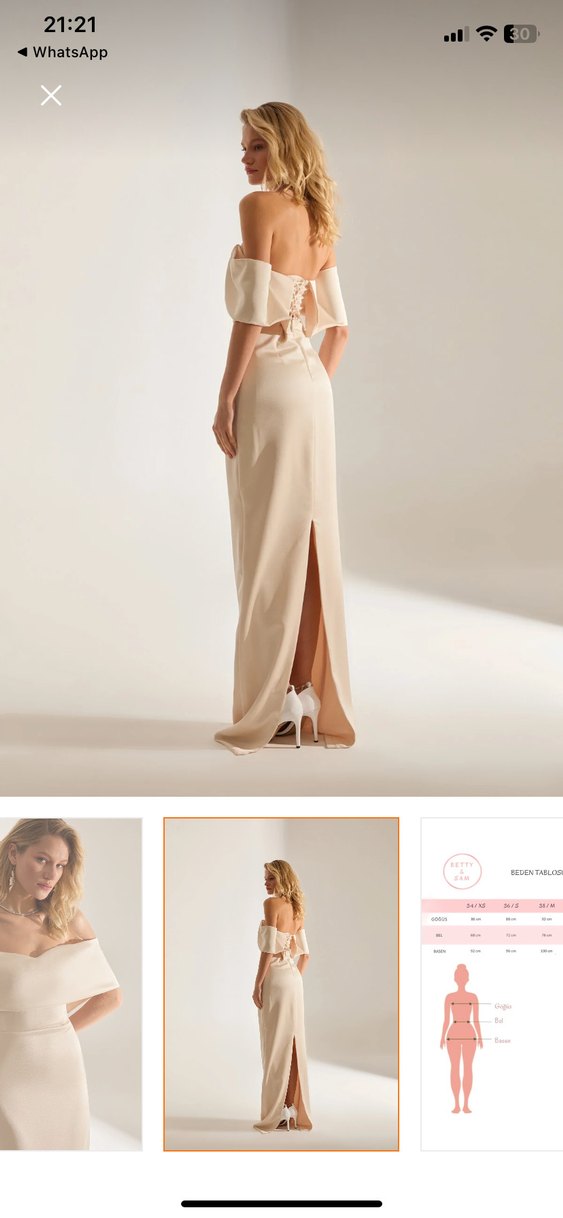 Bety sam Beyaz Drapeli Uzun Straplez Nişan Elbisesi - Görsel 3