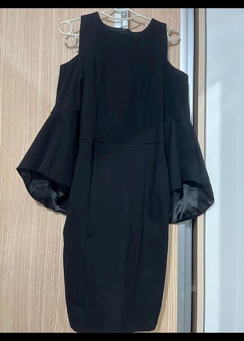 Siyah Uzun Kollu Fitted Ofis Elbisesi - Görsel 2