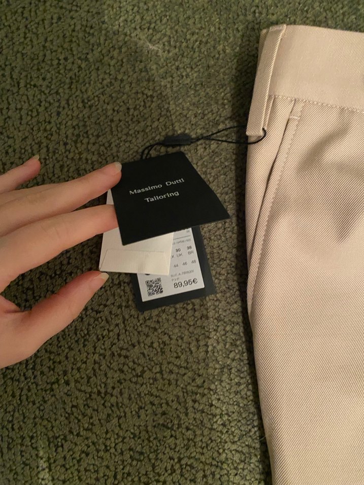 Bej erkek Kemerli Kumaş Pantolon - Görsel 2