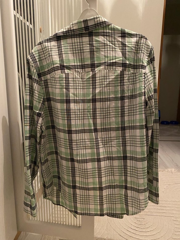 Düğmeli Uzun Kollu Erkek Ekose Gömlek - Görsel 3