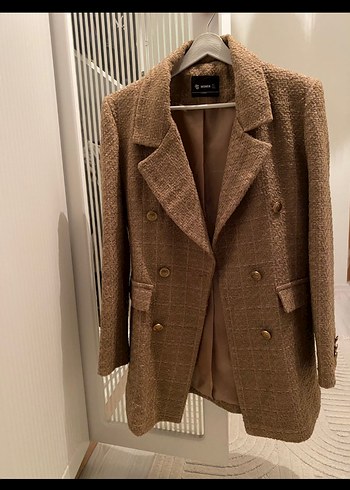 Kahverengi Kadın Yün Blazer Ceket - Görsel 3