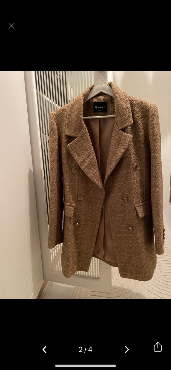 Kahverengi Kadın Yün Blazer Ceket - Görsel 3