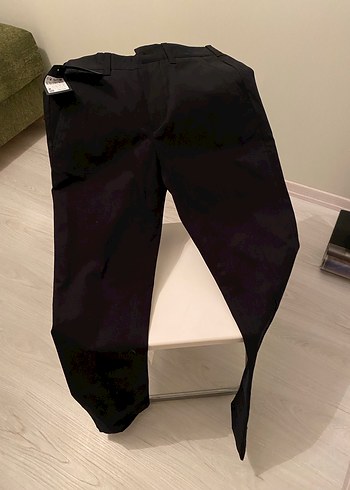 Siyah Pilili Rahat Kesim erkek Kumaş Pantolon - Görsel 2