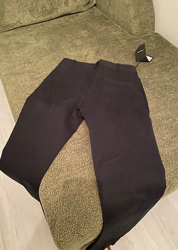 Siyah Pilili Rahat Kesim erkek Kumaş Pantolon - Görsel 5