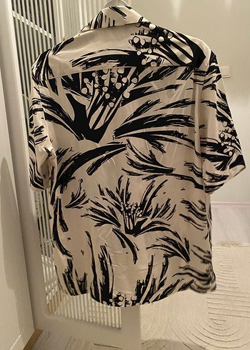 Bej Siyah Desenli Kısa Kollu Erkek Gömlek - Görsel 4