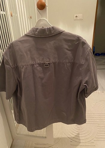 Gri Kısa Kollu Düğmeli Erkek Gömlek - Görsel 3