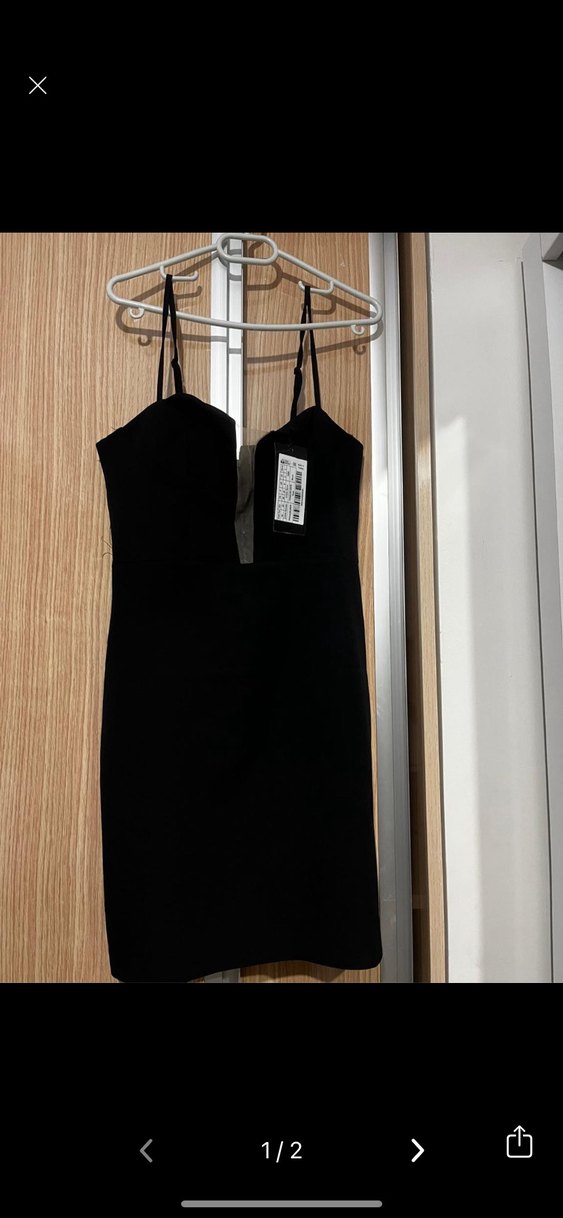 V Yaka Siyah Midi Goth Elbise - Görsel 2