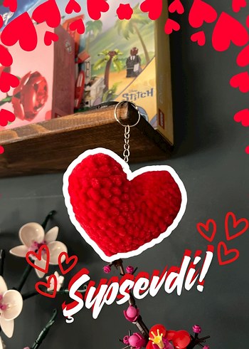 Amigurumi, el emeği, örgü kalp anahtarlık - Görsel 2