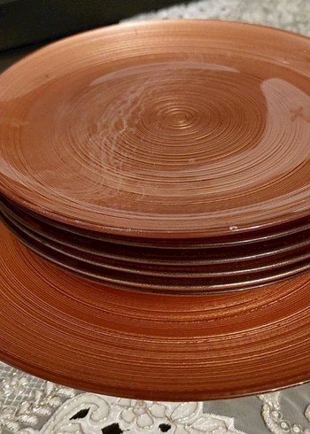Parlak Kahverengi Düz Tabak Seti - Görsel 6