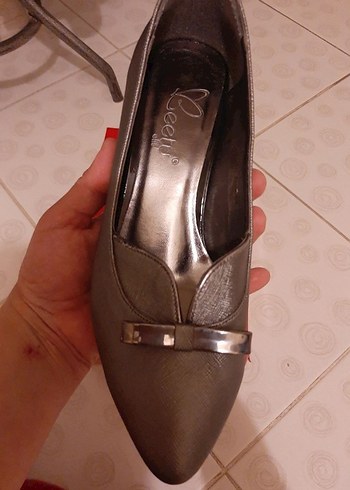 Gri Tokalı Kadın Topuklu Stiletto - Görsel 3