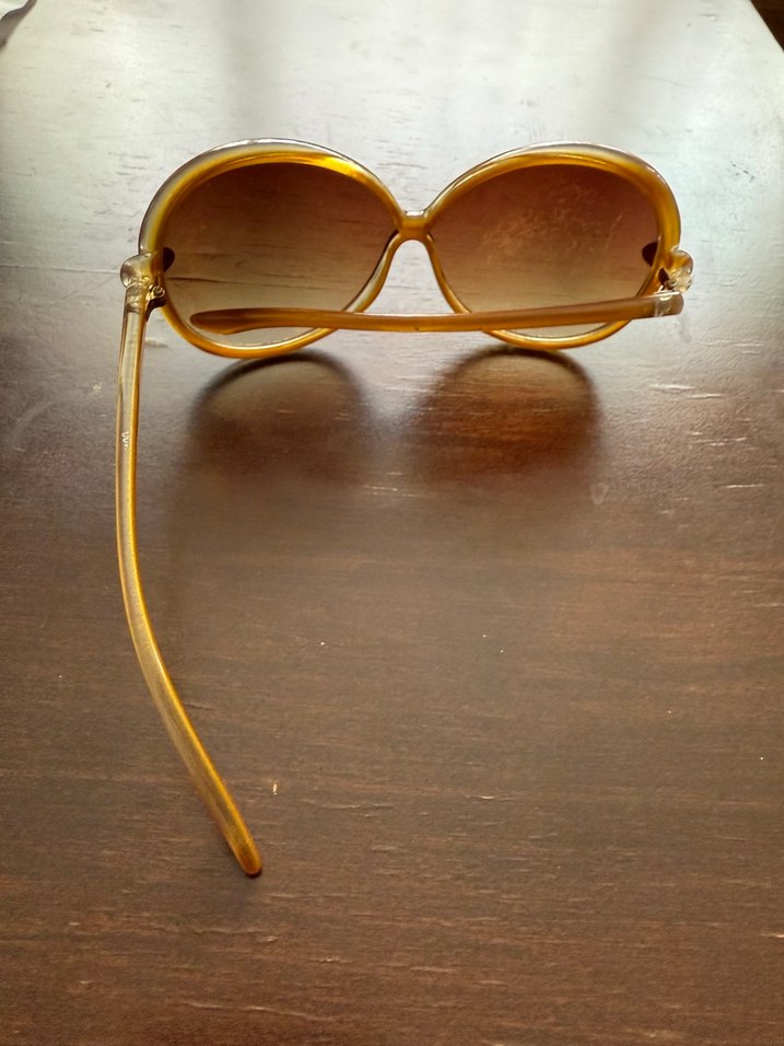 Bej Şeffaf Vintage Kadın Güneş Gözlüğü - Görsel 2