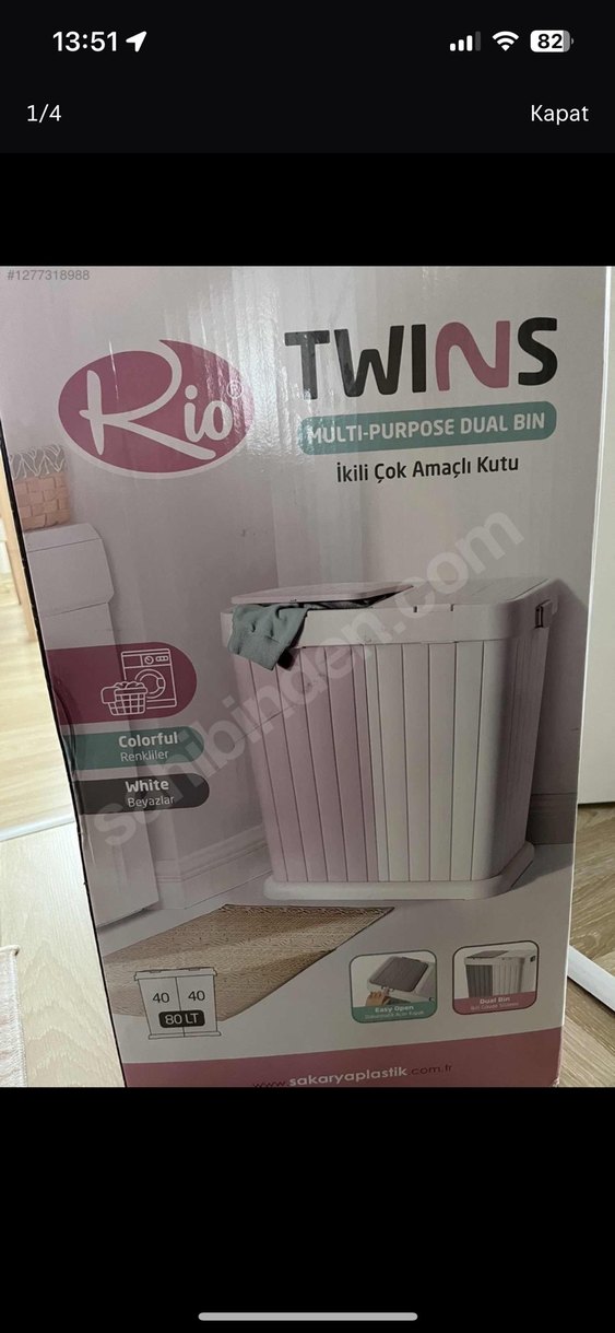 Gri-Beyaz kirli sepeti - Görsel 3