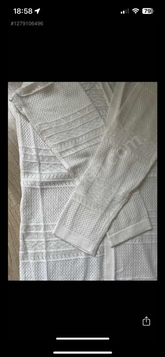 Uzun Kollu Beyaz Bohem Triko Hırka - Görsel 2