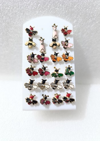 23 adet Rengarenk Arı Figürlü Küpe Seti - Görsel 2