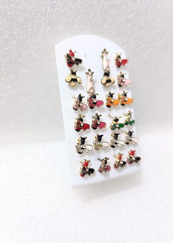 23 adet Rengarenk Arı Figürlü Küpe Seti - Görsel 3