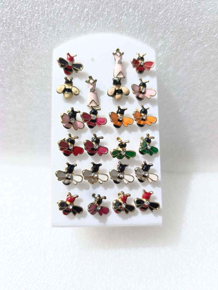 23 adet Rengarenk Arı Figürlü Küpe Seti - Görsel 2