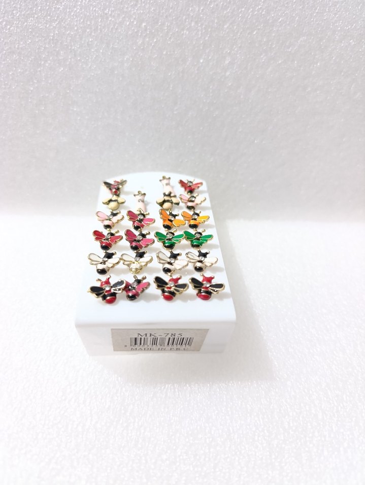 23 adet Rengarenk Arı Figürlü Küpe Seti - Görsel 4