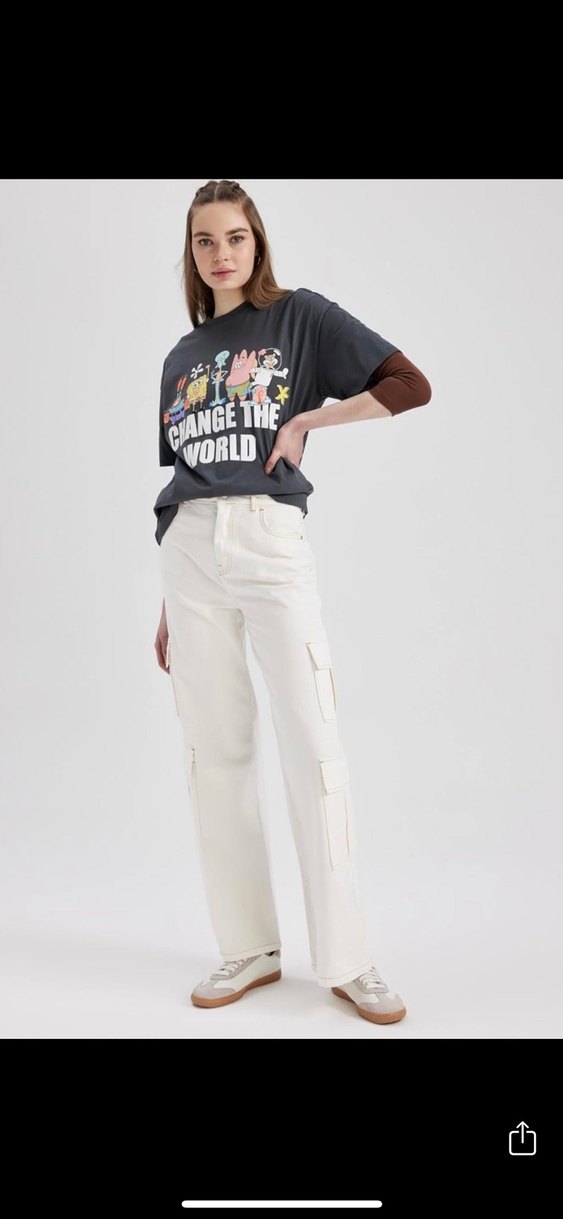 Defacto kargo beyaz pantolon - Görsel 2