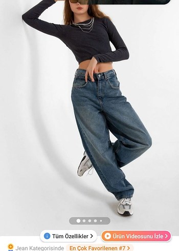 Geniş Kesim Mavi Denim Kadın Pantolon - Görsel 2