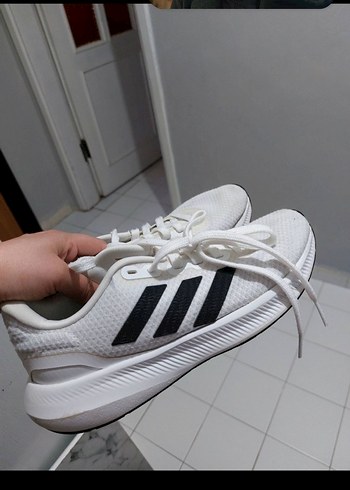 Beyaz Siyah Bağcıklı ünisex Spor Ayakkabı - Görsel 2