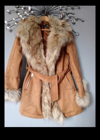 Kahverengi Uzun Süet Kürklü Kadın Mont - Görsel 2