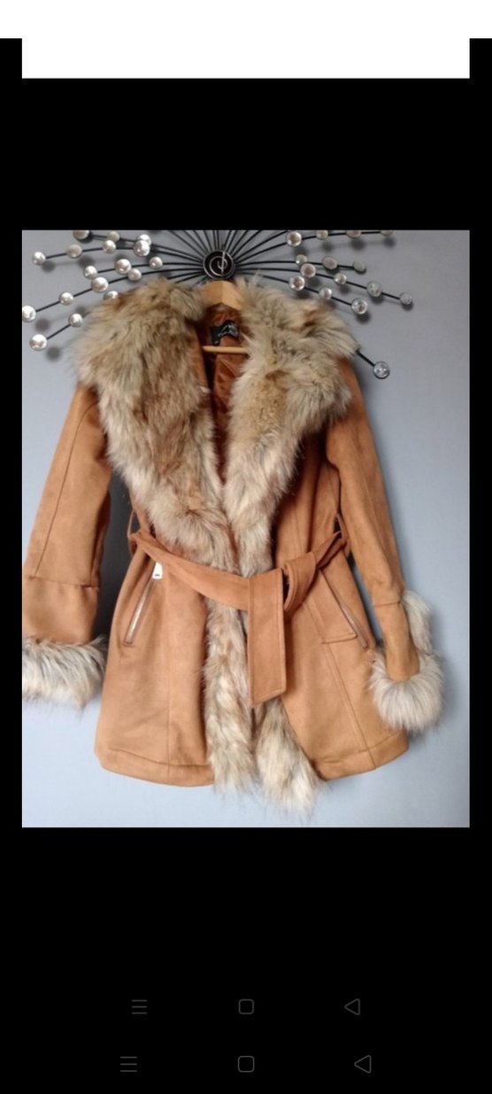 Kahverengi Uzun Süet Kürklü Kadın Mont - Görsel 2
