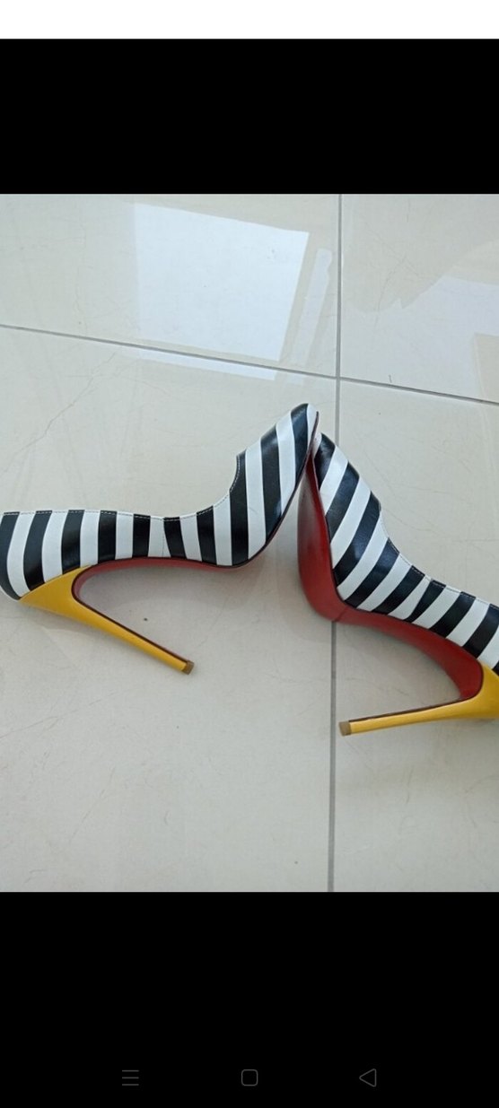 Zebra Desenli Beyaz Stiletto Kadın Ayakkabı - Görsel 2