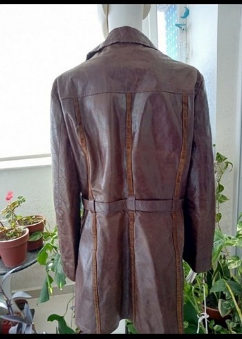 Deri Kemerli Uzun Kadın Ceket - Görsel 2