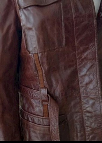 Deri Kemerli Uzun Kadın Ceket - Görsel 4