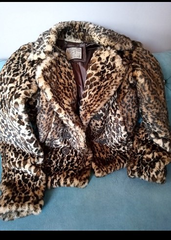 Leopar Desenli Uzun Suni Kürk - Görsel 2