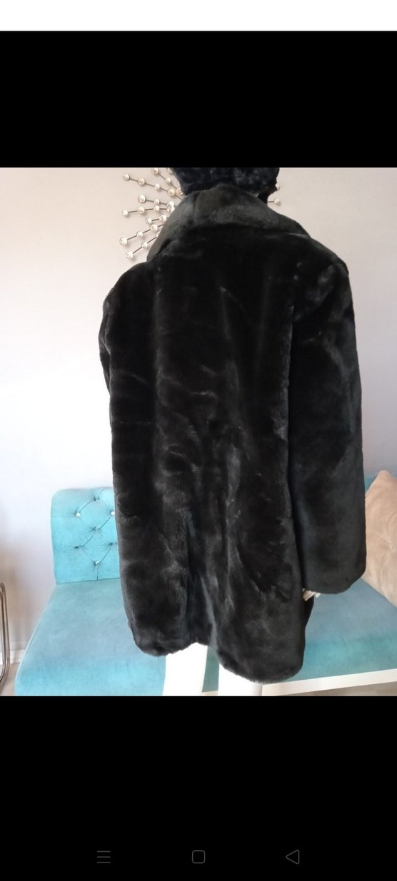Siyah Kadın Midi Boy Suni Kürk Ceket - Görsel 3