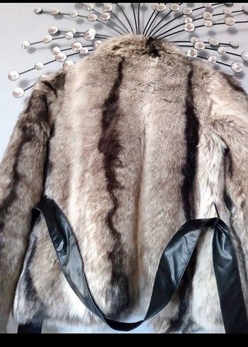 Gri Leopar Desenli Kadın Suni Kürk - Görsel 5