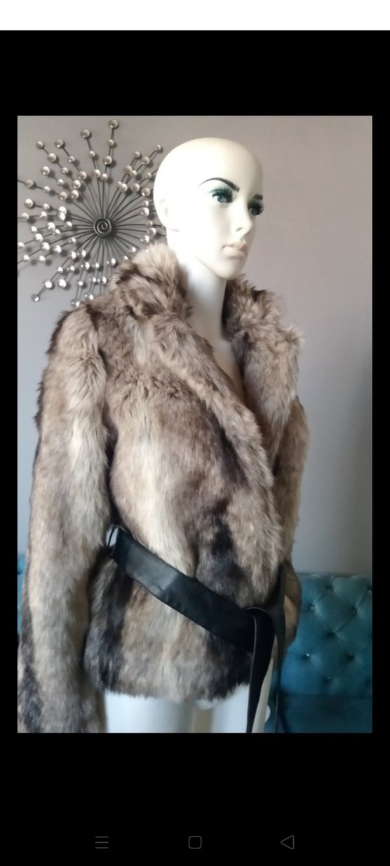 Gri Leopar Desenli Kadın Suni Kürk - Görsel 2