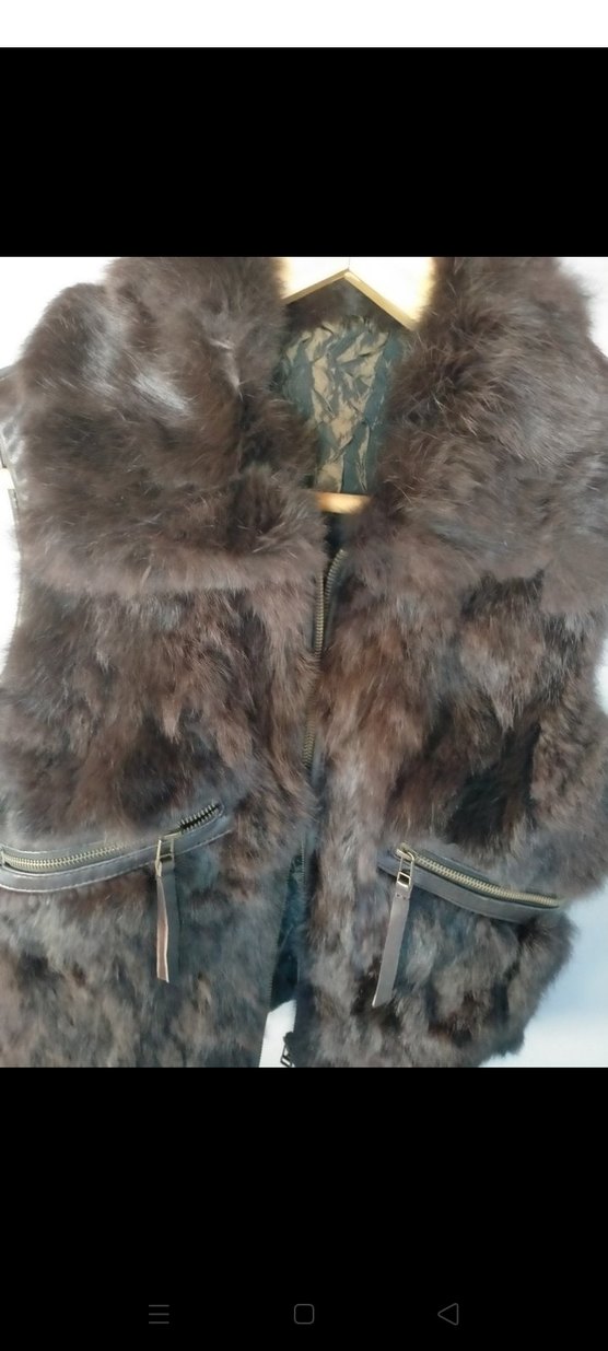 Kahverengi Deri Kürklü Biker Yelek - Görsel 3