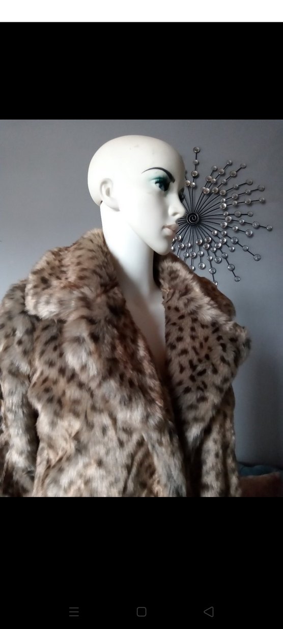 Leopar Desenli Kadın Suni Kürk Midi Kaban - Görsel 2