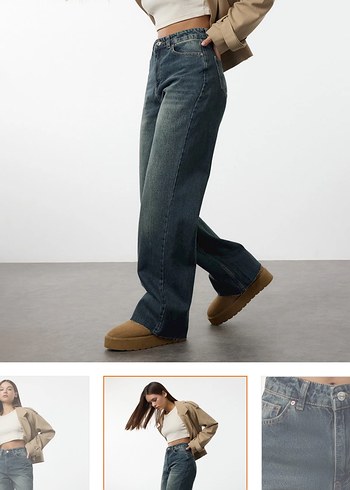 Gri Kadın Regular Fit Midi Denim Pantolon - Görsel 2