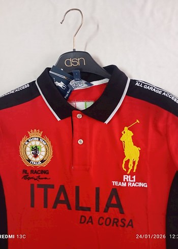 Kırmızı Baskılı Erkek Polo Tişört üst kalite - Görsel 3