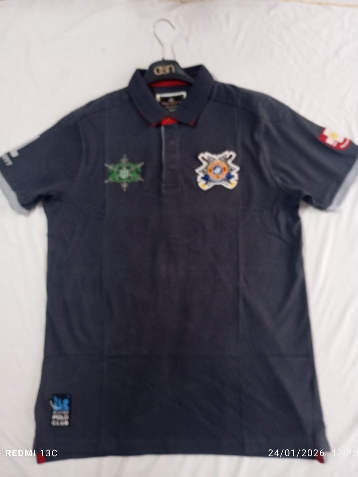 Erkek Siyah  gri ve beyaz Kısa Kollu Polo Tişört arka ön nakis - Görsel 2