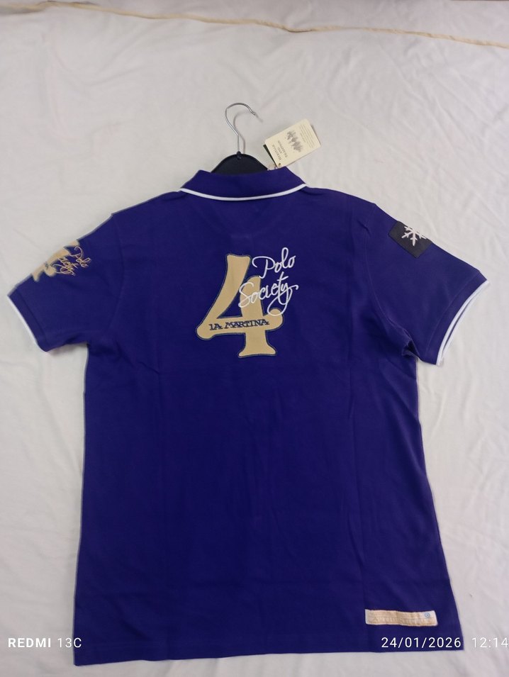 Mor Baskılı Kısa Kollu Polo Tişört - Görsel 2