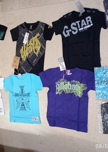 Mavi Baskılı Kız Çocuk Kısa Kollu Tişört - Görsel 7