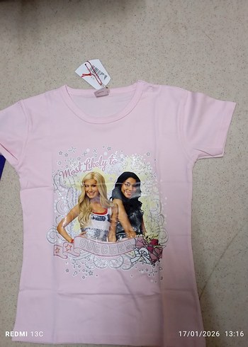 Mavi Baskılı Kız Çocuk Kısa Kollu Tişört - Görsel 3